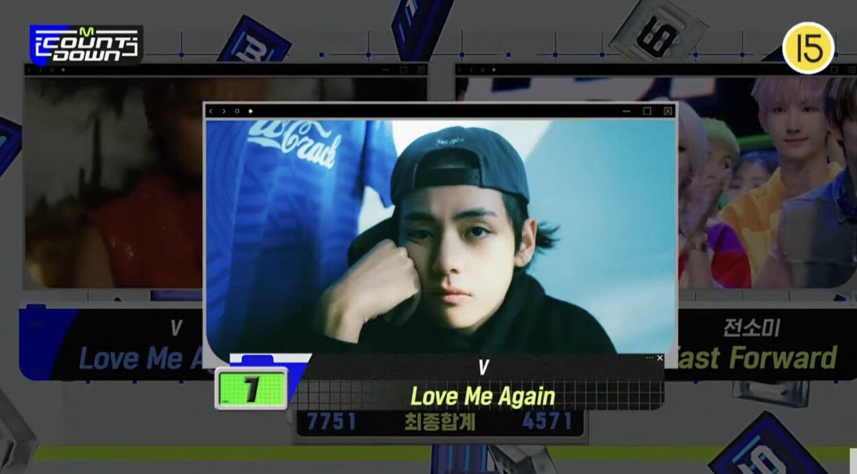 230831 V has taken his second win for "Love Me Again" on this week's Mnet M COUNTDOWN