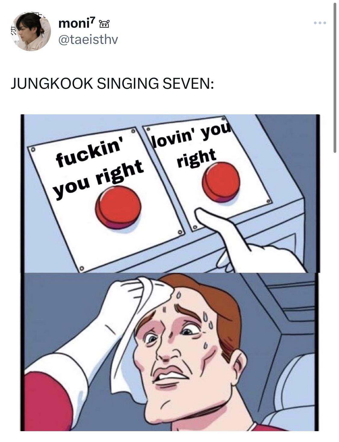 This was Jungkook today while singing Seven on Weverse 👀