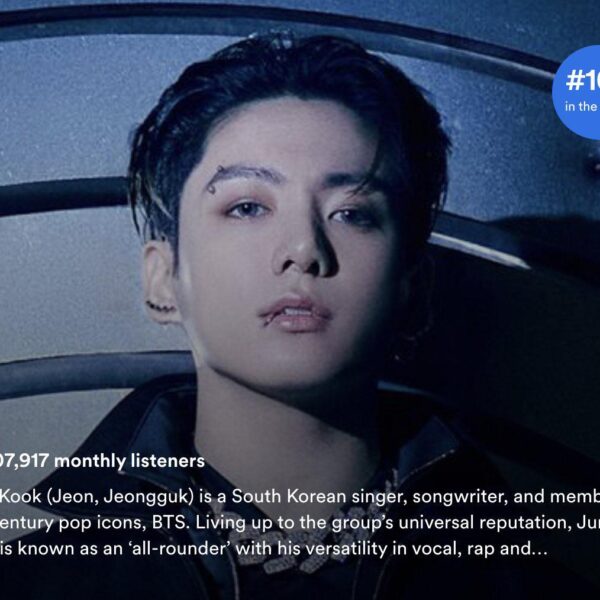 230808 Jungkook has entered the Top 100 artists with the most monthly listeners on Spotify for the first time! (33.6M)