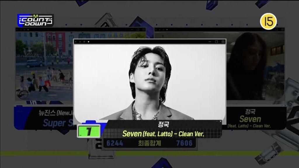 230727 Jungkook has taken his second win for “Seven (feat. Latto)” on this week’s M COUNTDOWN