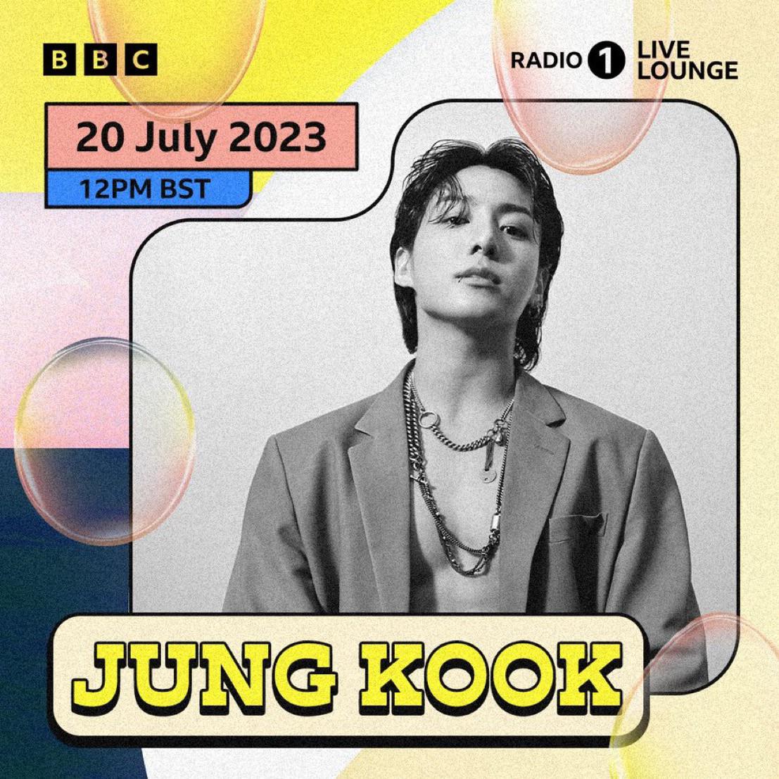 [BBC Radio 1] Jung Kook will be performing a Radio 1 Live Lounge on 20th July at 12PM (BST) - 190723