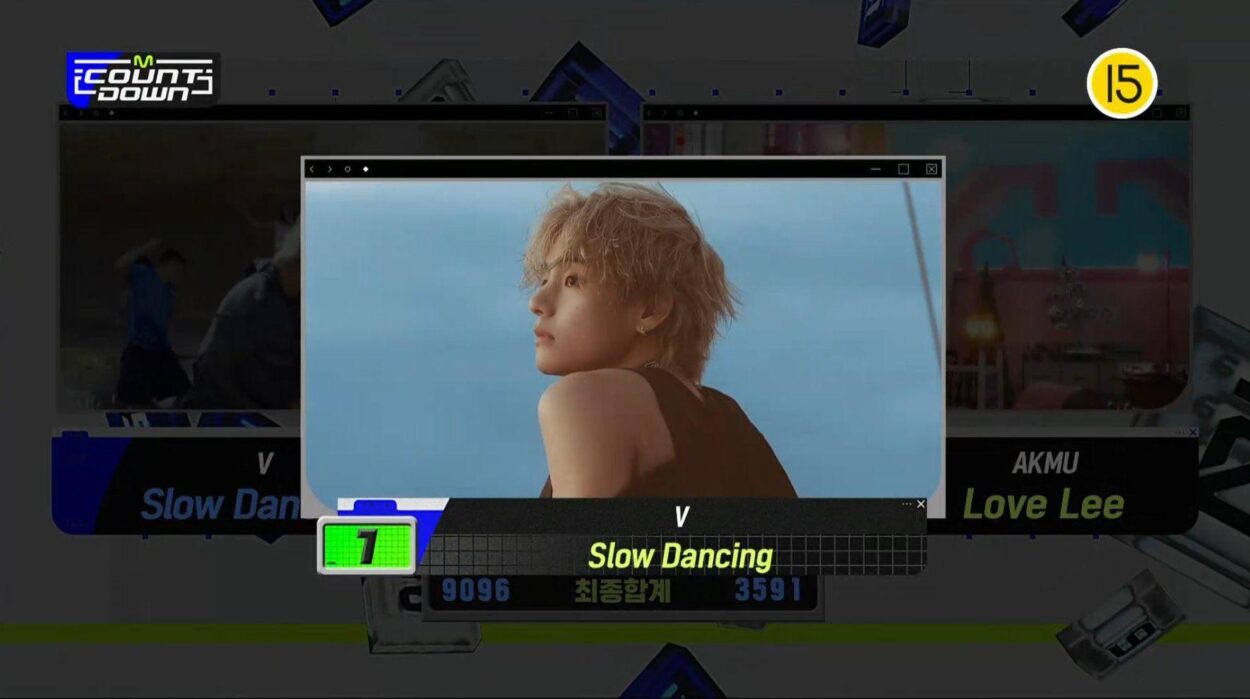 230921 V has taken his 4th win for “Slow Dancing” on this week’s M Countdown