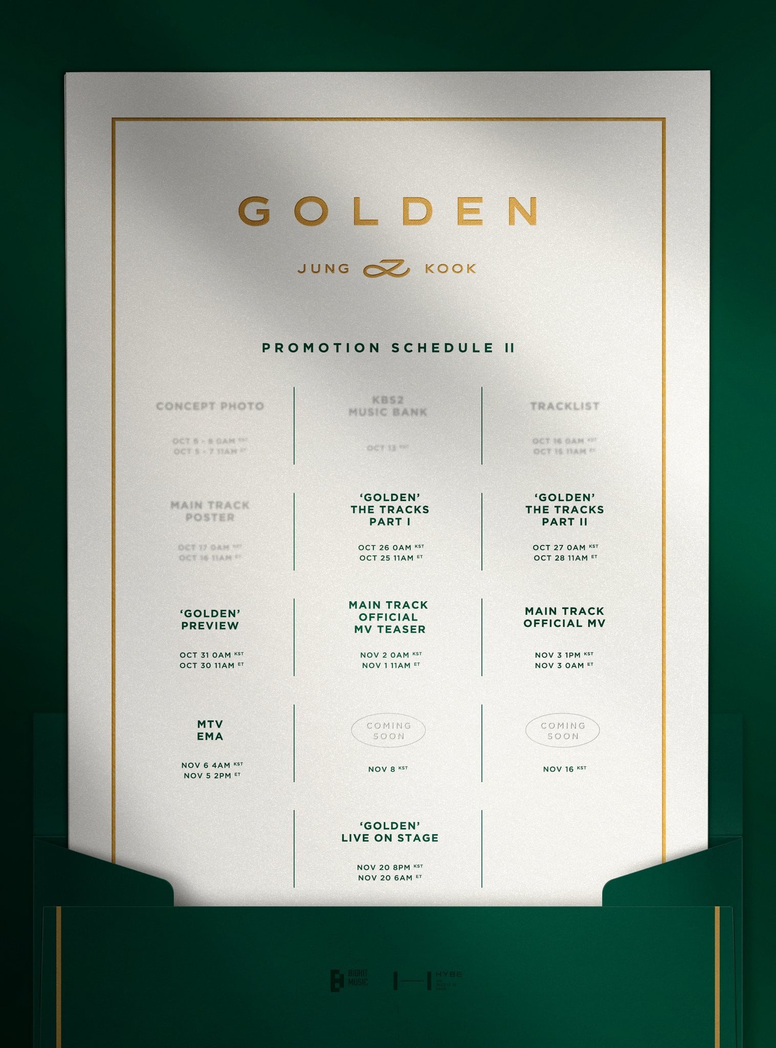 231019 JungKook ‘GOLDEN’ Promotion Schedule - 2