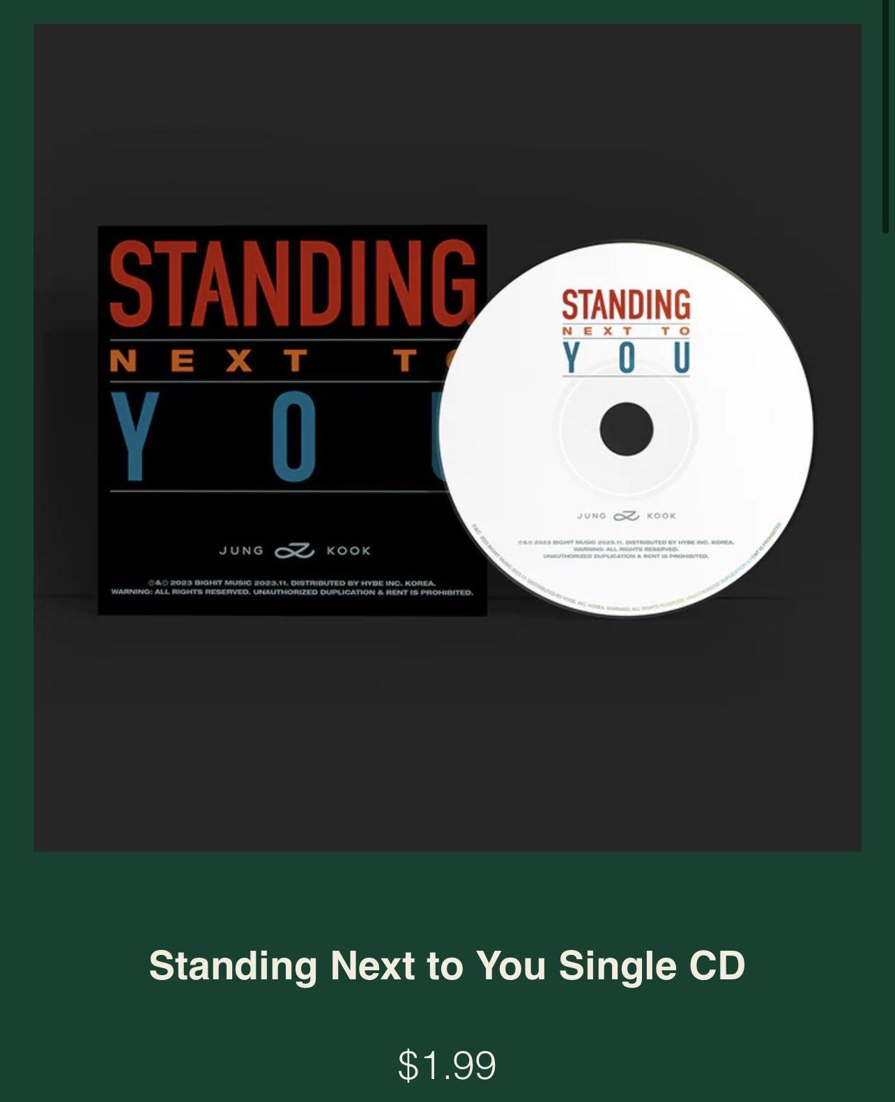 Jungkook‘s Standing Next To You’ single CD is available to pre-order on the BTS Official US and UK Store - 171023