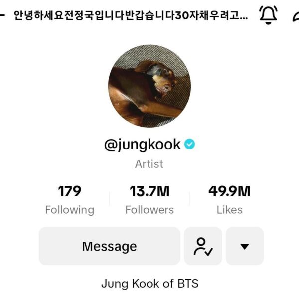 Jungkook changed his profile picture and display name on TikTok - 081023