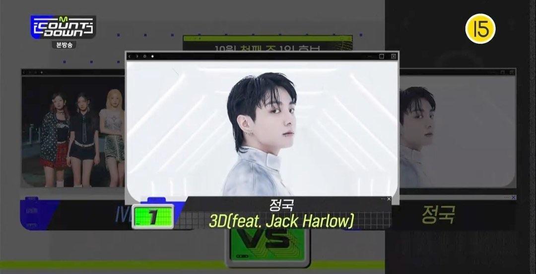 231005 Jungkook took his 1st win for “3D (feat. Jack Harlow)” on this week’s M Countdown!