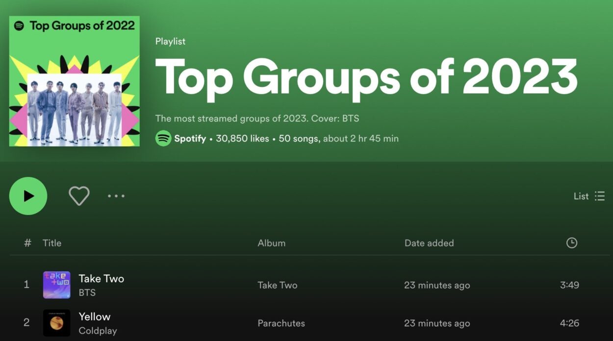 231129 BTS on Spotify Wrapped 2023