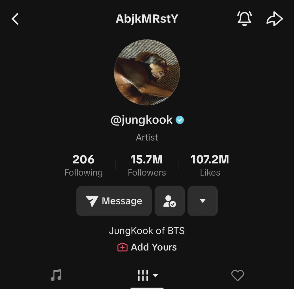 231101 Jungkook has updated his TikTok display name