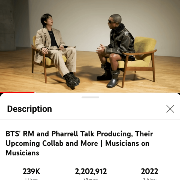 A year ago today, RM had a heart to heart talk with Pharrell [Rolling Stone: BTS' RM and Pharrell Talk Producing, Their Upcoming Collab and More]