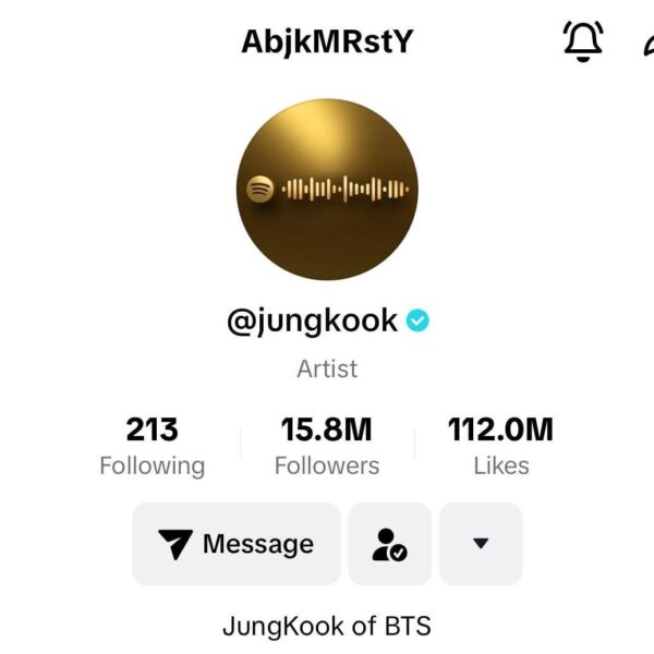 231104 Jungkook updated his TikTok profile pic to the Spotify code for “GOLDEN”