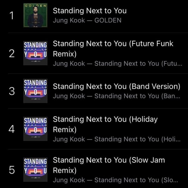 231108 "Standing Next to You” (Original) has reached a new peak of #1 on US iTunes!