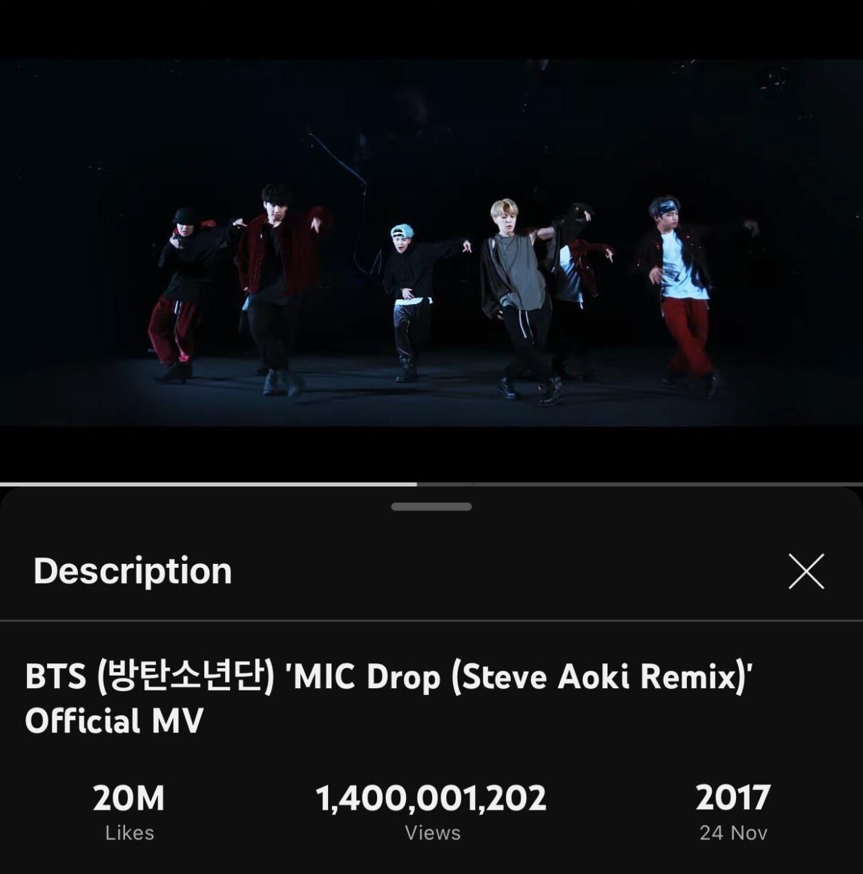 BTS’ ‘MIC Drop (Steve Aoki Remix)’ MV surpasses 1.4 billion views on YouTube, their 4th MV to do so - 260124