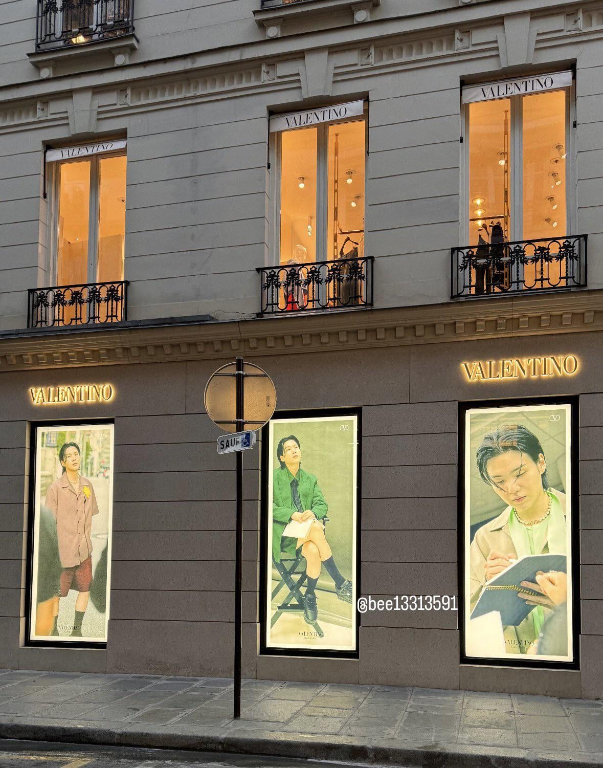 Yoongi’s campaign ad photos for Valentino displayed in Paris, France - 110124