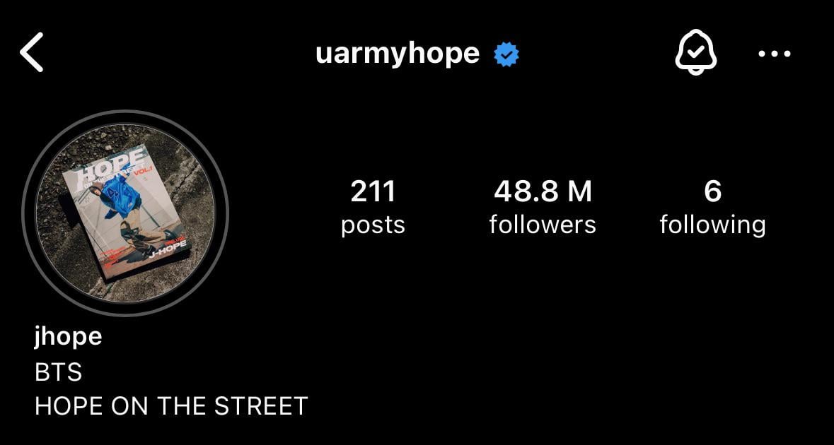 240220 j-hope has updated his Instagram profile pic & bio for “HOPE ON THE STREET”