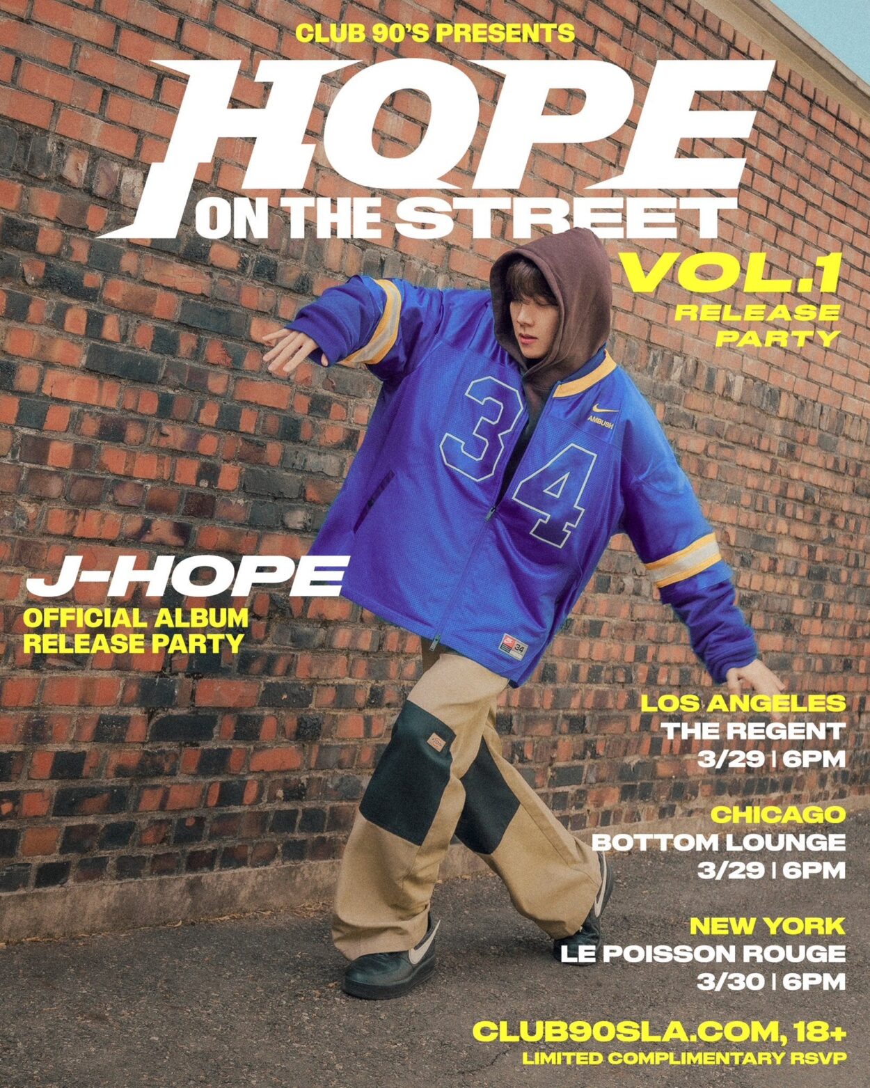 240319 Geffen Records: To celebrate the release of j-hope's 'HOPE ON THE STREET VOL.1' Club 90's presents the official album release parties! ✨