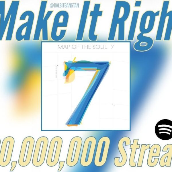 "Make It Right" has surpassed 300 Million Streams on Spotify, becoming BTS’ 35th song to achieve this! - 210324