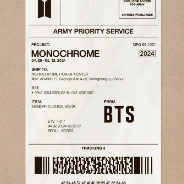 [MNCR Logistics website] BTS POP UP : MONOCHROME Posters - 170424