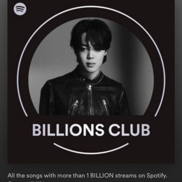 240406 Jimin is on the cover on Spotify’s “Billions Club” playlist!