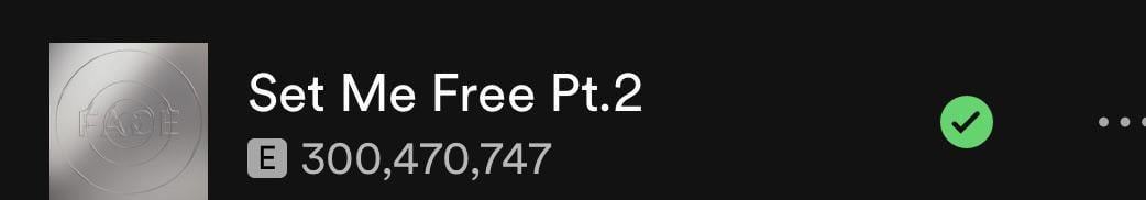 240404 “Set Me Free Pt.2" by Jimin has surpassed 300 million streams on Spotify!