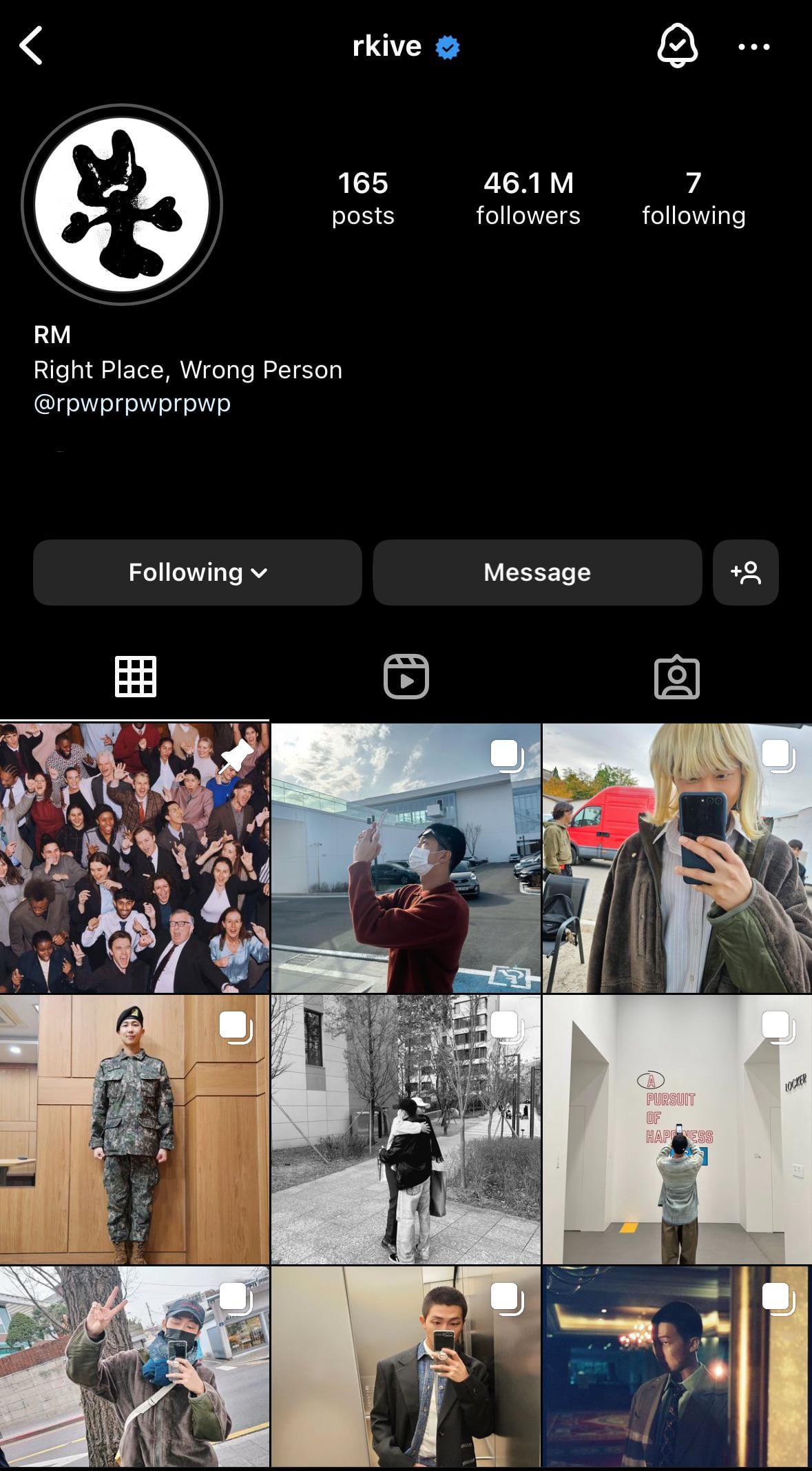 240429 RM has unarchived all his Instagram posts