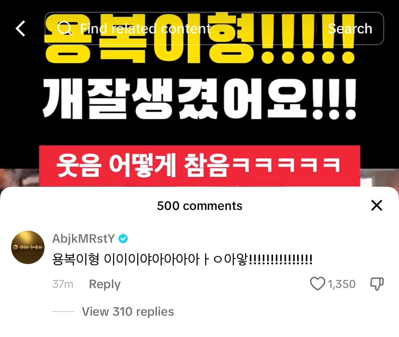 Jungkook TikTok comment (on a video about Stray Kids’ Felix) - 090424