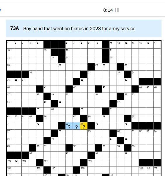 BTS is in the New York Times Sunday, May 12 crossword - 120524