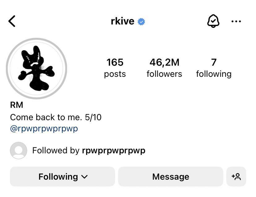 240503 RM has edited his Instagram bio for “Come back to me”