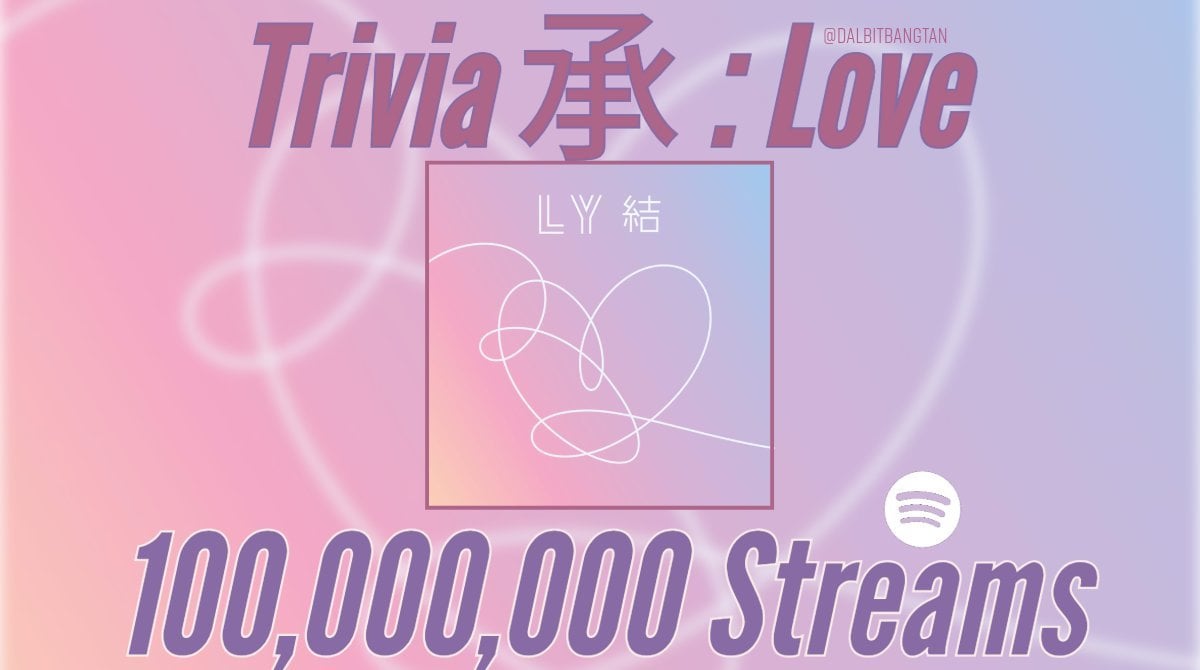 “Trivia 承 : Love” surpassed 100 Million Streams on Spotify, BTS’ 121st song to achieve this! - 020524