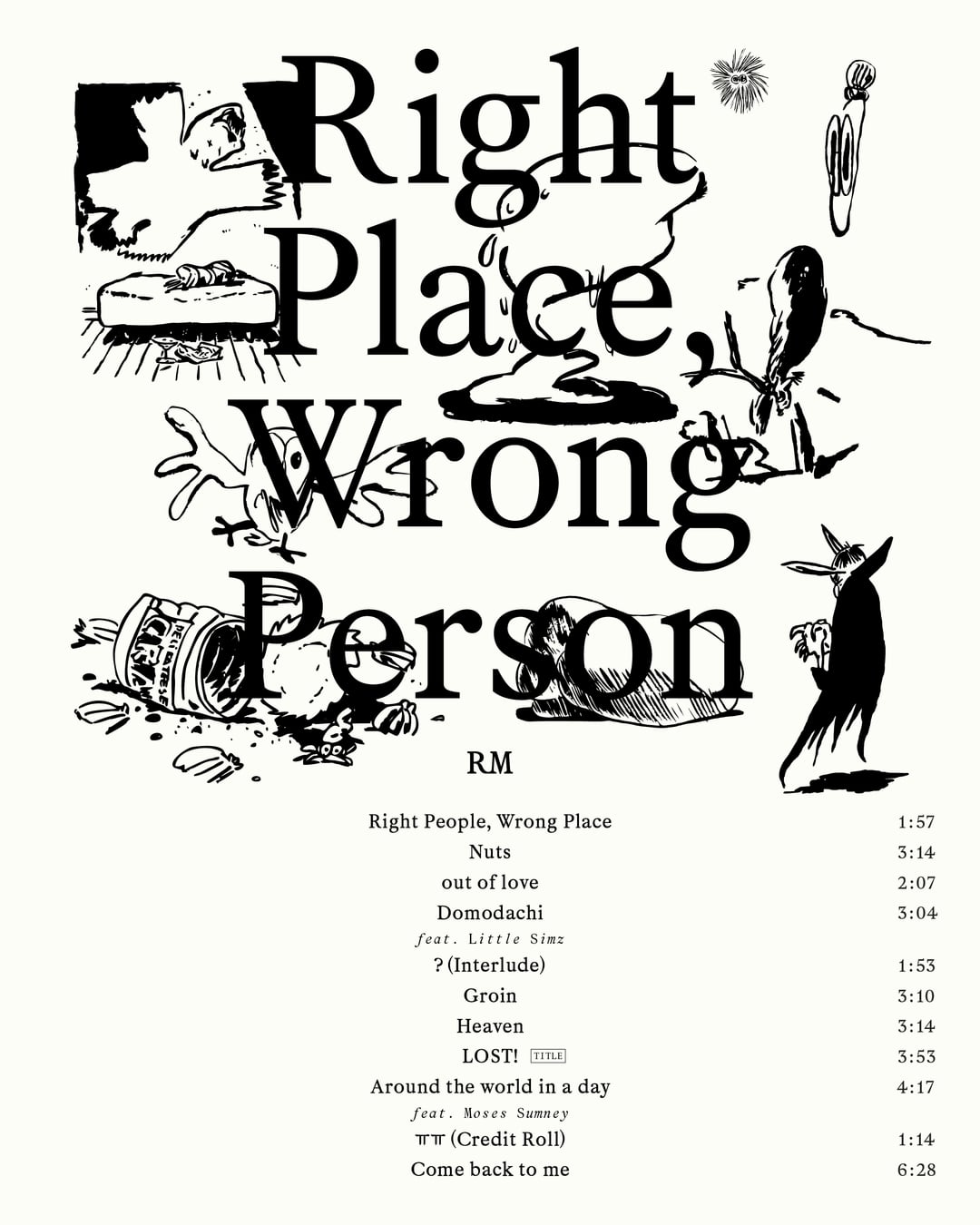 RM 'Right Place, Wrong Person' Tracklist - 180524
