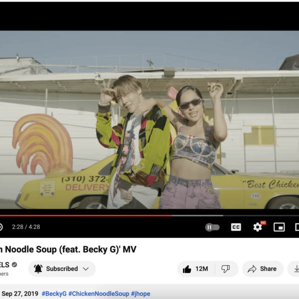 j-hope & Becky G's "Chicken Noodle Soup" MV has surpassed 400 million views on YouTube! - 120524