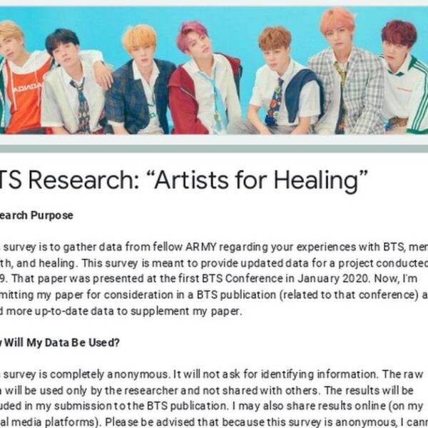 Survey about ARMY mental health and healing through BTS's work (Ages 13+, international participants)