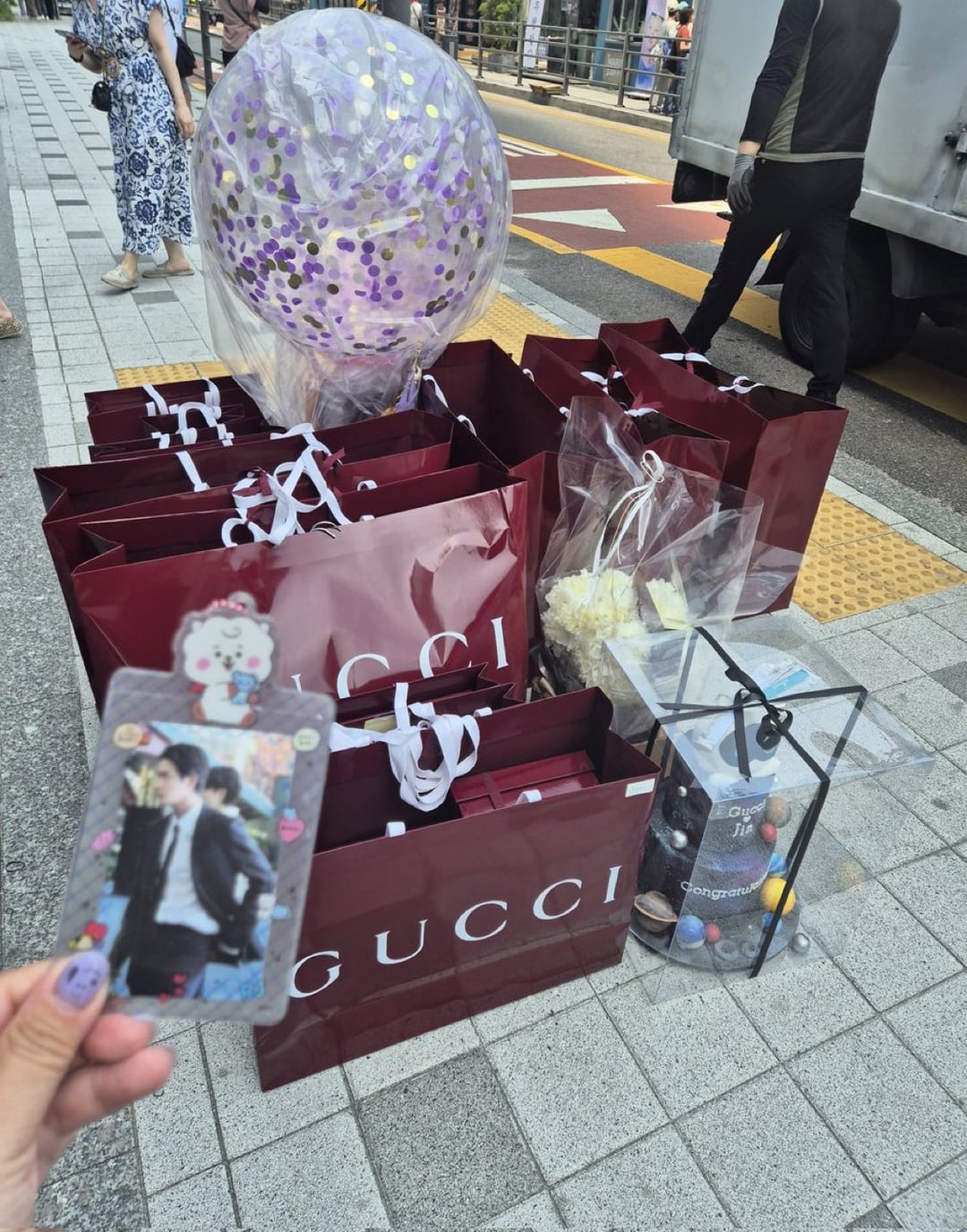 Army spots gifts from Gucci celebrating Jin's release