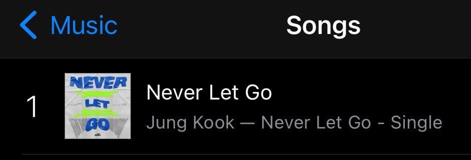 240607 Jungkook’s “Never Let Go” has reached #1 on US iTunes! (NEW PEAK)