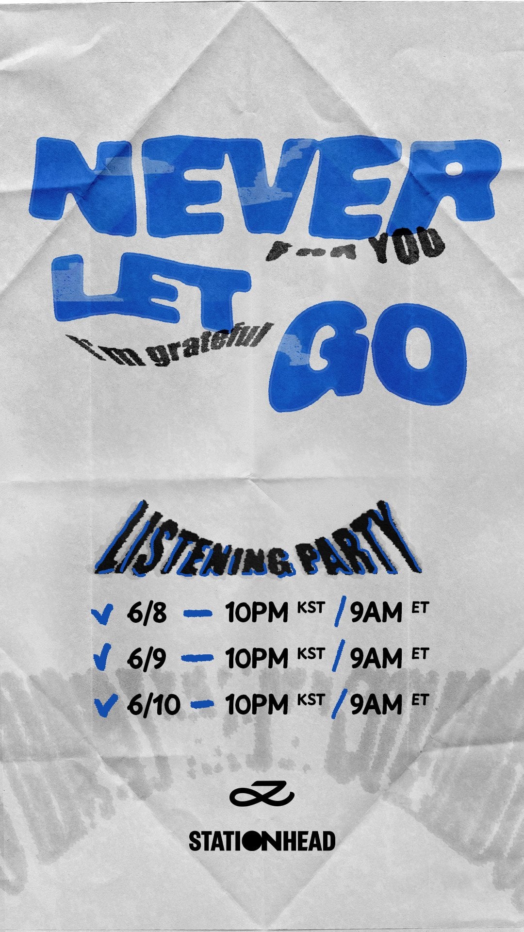 240607 BTS Official: Join the Jung Kook ‘Never Let Go’ Listening Party on STATIONHEAD!  📆 June 8~10, 9am (ET) | 10pm (KST)