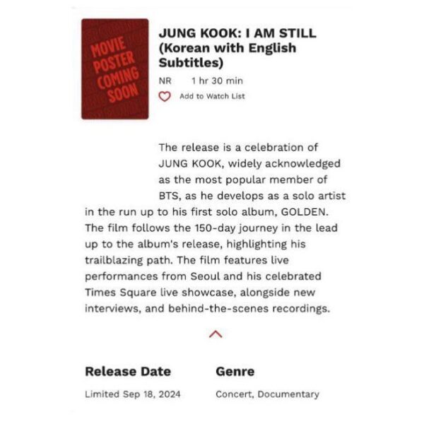 Synopsis of Jungkook’s documentary film “I AM STILL” released on Cinemark - 050824