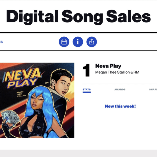 Megan Thee Stallion & RM's "Neva Play" debuts at #1 on Billboard's Digital Song Sales & Rap Digital Song Sales Charts - 180924