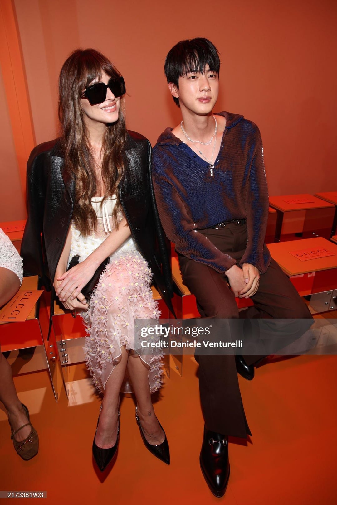 [Getty Images] Jin with actress Dakota Johnson, tennis player Jannik Sinner & actor Kingsley Ben-Adir - 210924