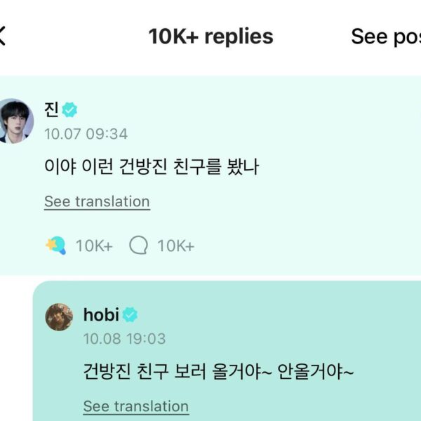 Hobi’s reply to Jin’s Weverse comment - 081024